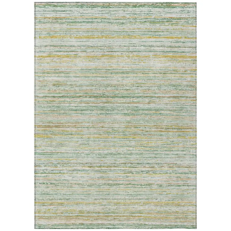 8' X 10' Mint Green Striped Washable Indoor Outdoor Area Rug