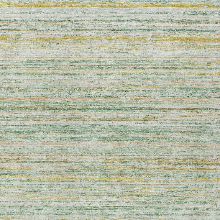 9' X 12' Mint Green Striped Washable Indoor Outdoor Area Rug