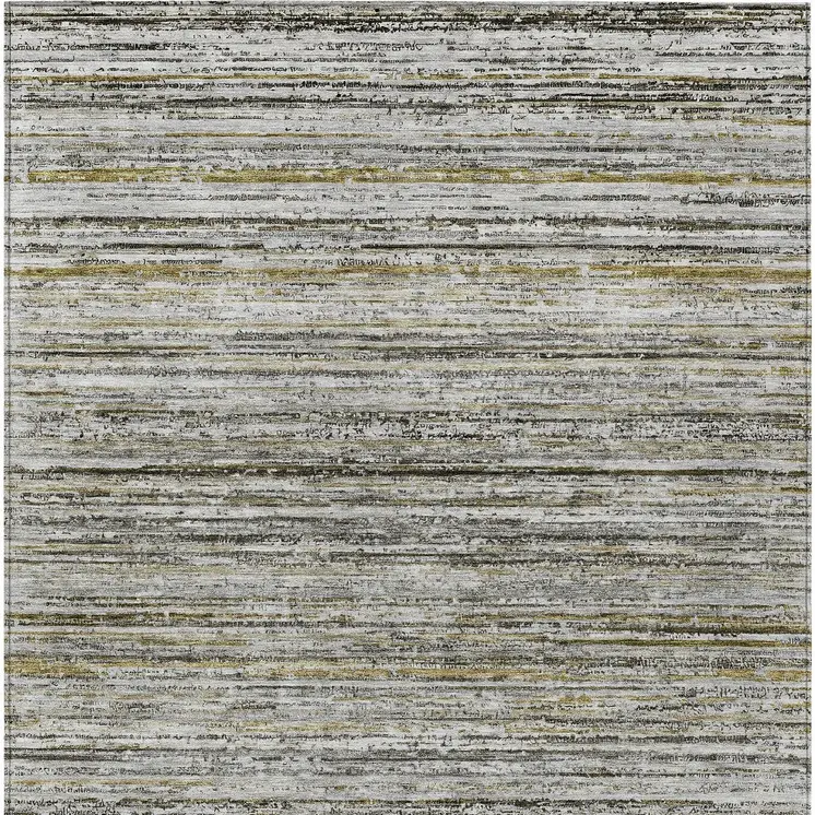 3' X 5' Pewter Striped Washable Indoor Outdoor Area Rug