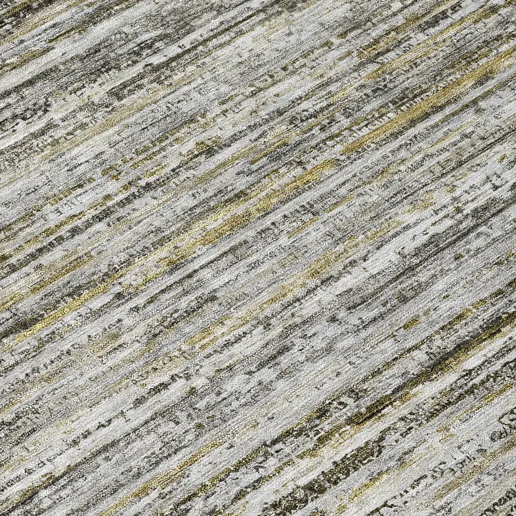 8' Pewter Round Striped Washable Indoor Outdoor Area Rug