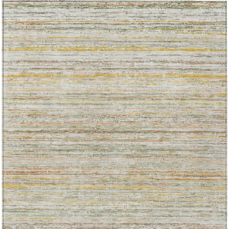 5' X 8' Sage Striped Washable Indoor Outdoor Area Rug