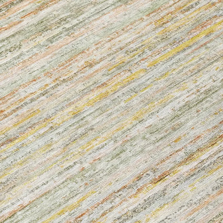 8' Sage Round Striped Washable Indoor Outdoor Area Rug