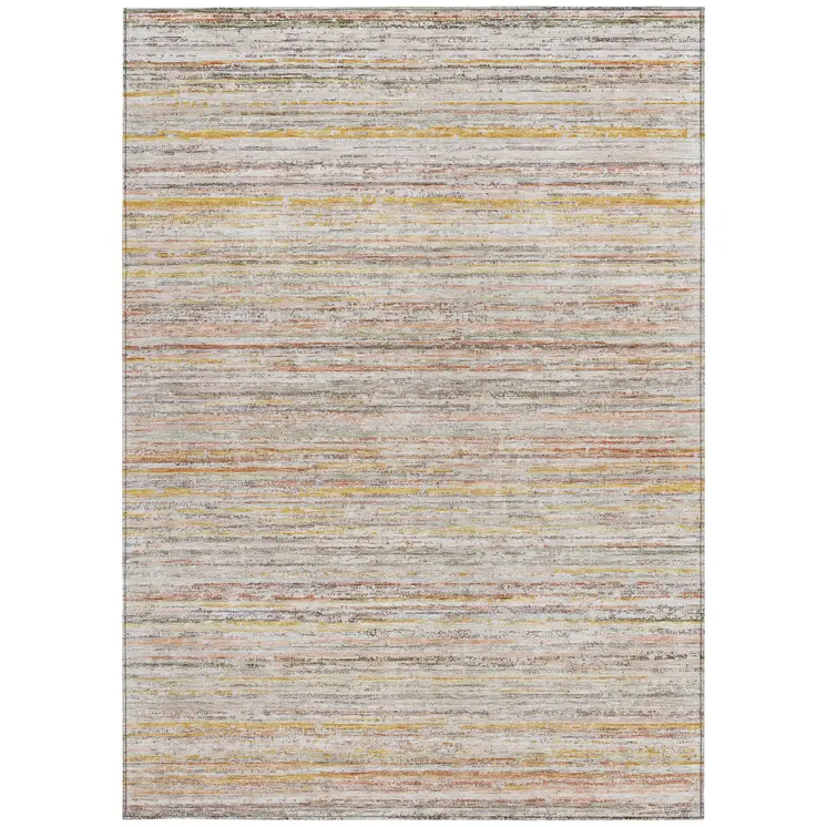 3' X 5' Terra Cotta Striped Washable Indoor Outdoor Area Rug