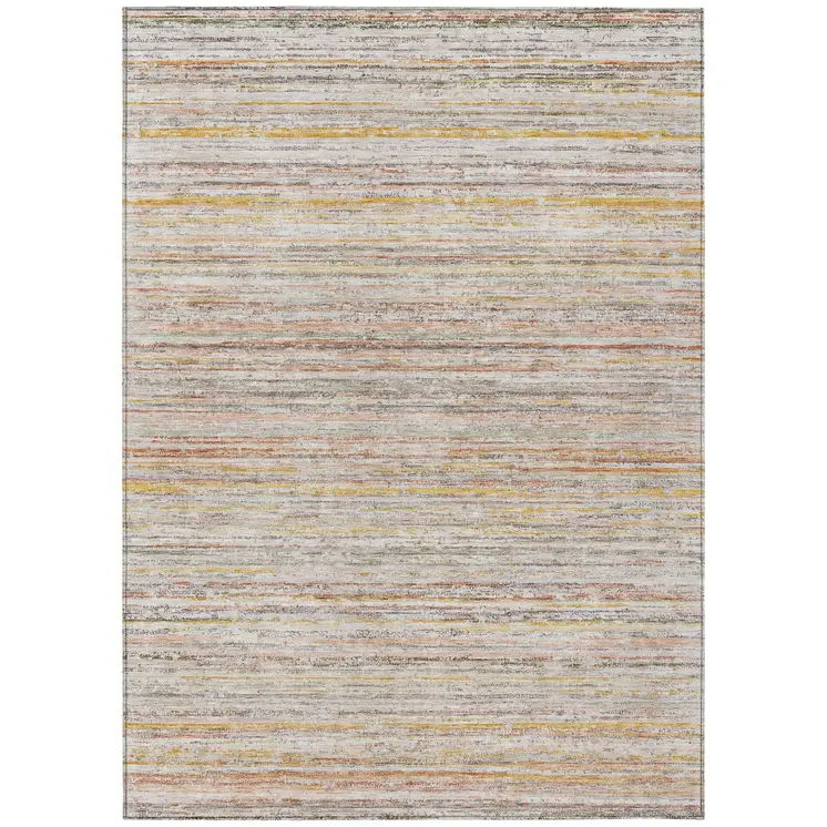 3' X 5' Terra Cotta Striped Washable Indoor Outdoor Area Rug