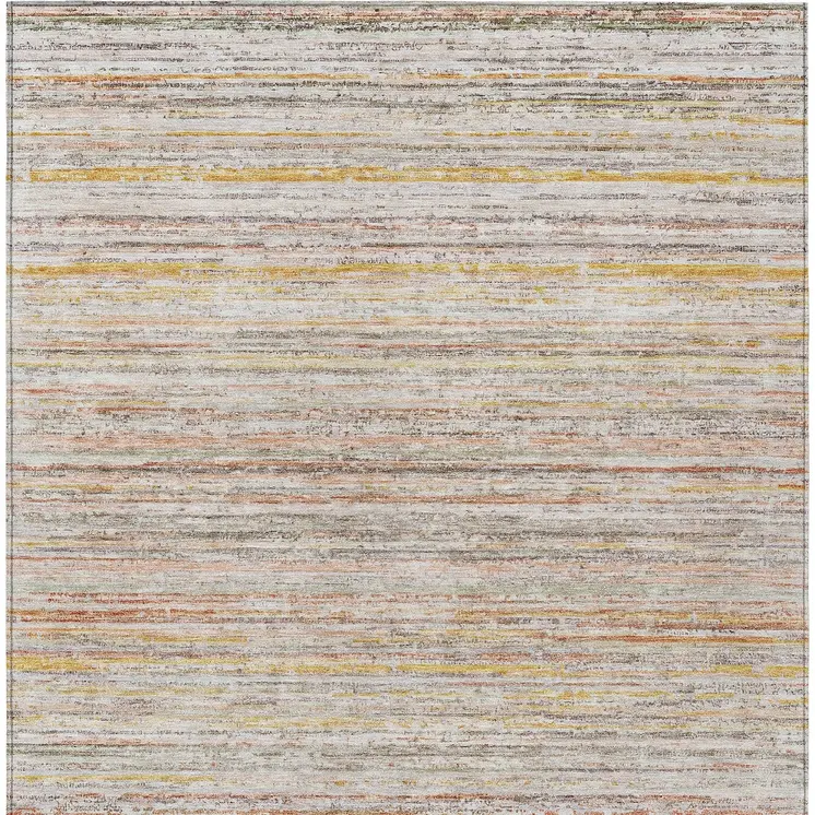 3' X 5' Terra Cotta Striped Washable Indoor Outdoor Area Rug