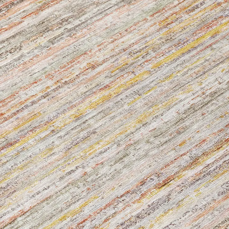 8' Terra Cotta Round Striped Washable Indoor Outdoor Area Rug