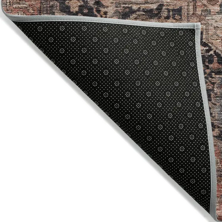10' X 14' Charcoal Medallion Washable Indoor Outdoor Area Rug