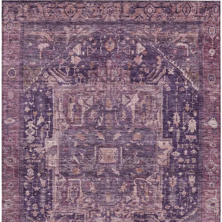 3' X 5' Eggplant Medallion Washable Indoor Outdoor Area Rug