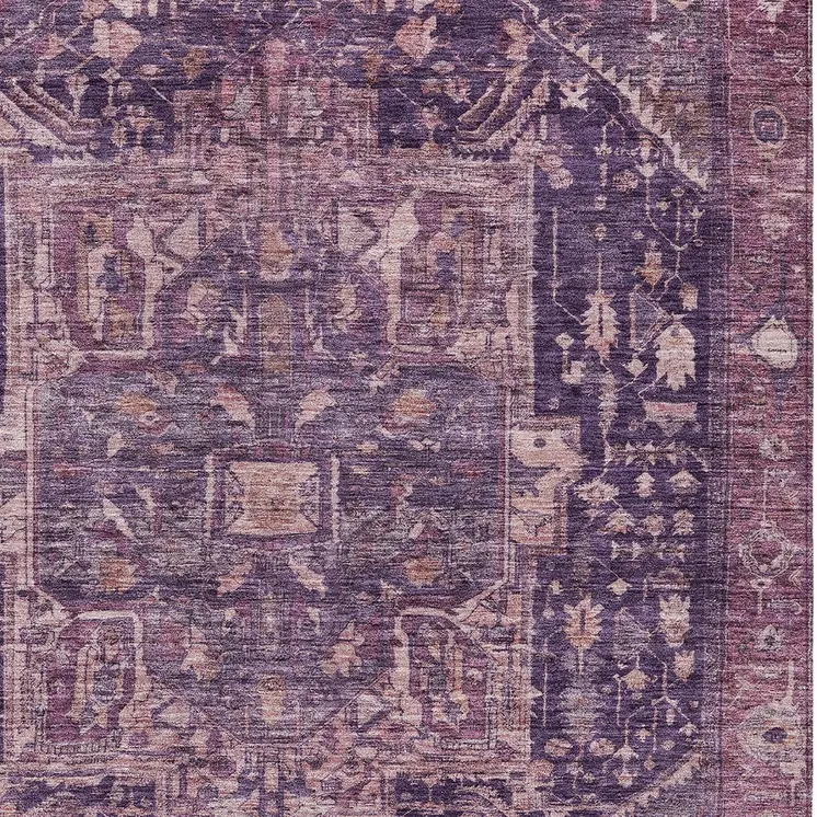 3' X 5' Eggplant Medallion Washable Indoor Outdoor Area Rug