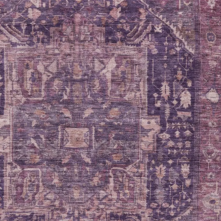 5' X 8' Eggplant Medallion Washable Indoor Outdoor Area Rug