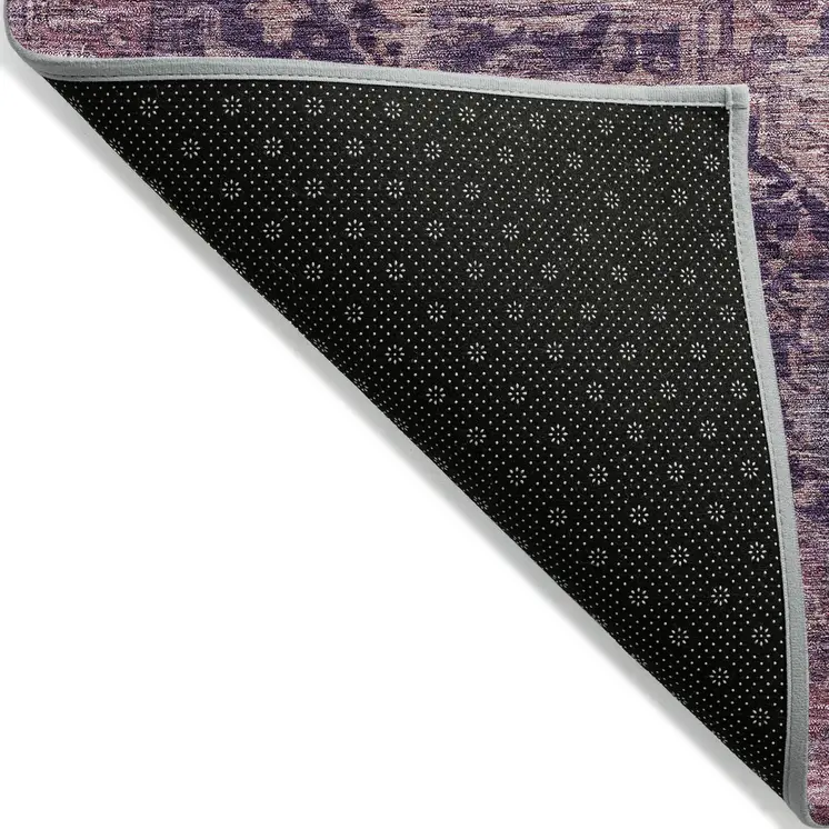 9' X 12' Eggplant Medallion Washable Indoor Outdoor Area Rug