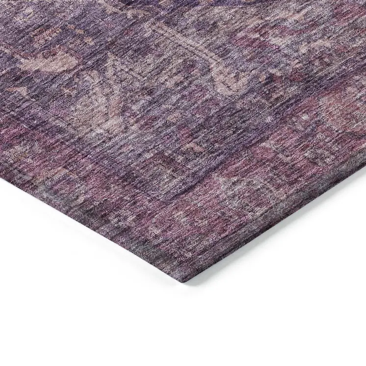 10' X 14' Eggplant Medallion Washable Indoor Outdoor Area Rug