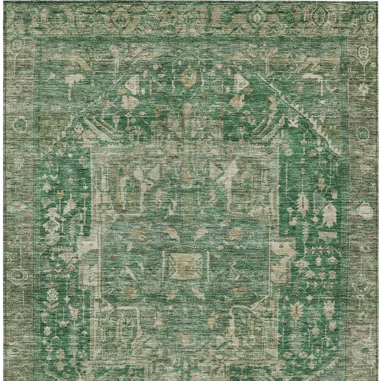 8' X 10' Emerald Medallion Washable Indoor Outdoor Area Rug