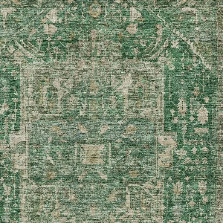 8' X 10' Emerald Medallion Washable Indoor Outdoor Area Rug