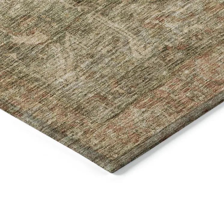 5' X 8' Fern Green Medallion Washable Indoor Outdoor Area Rug