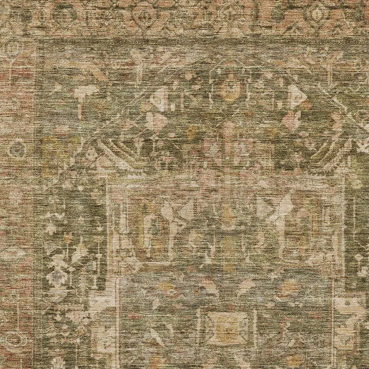 10' X 14' Fern Green Medallion Washable Indoor Outdoor Area Rug