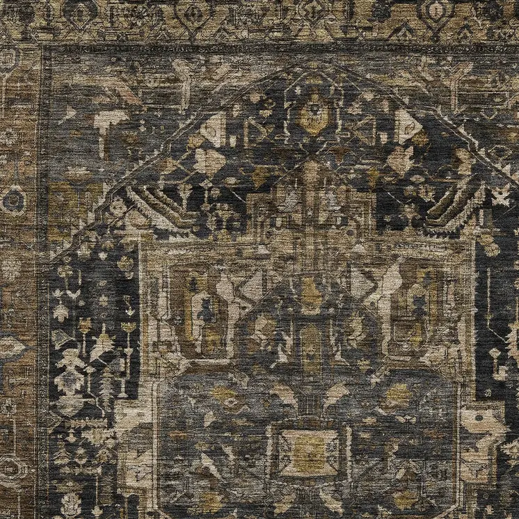8' X 10' Brown Medallion Washable Indoor Outdoor Area Rug