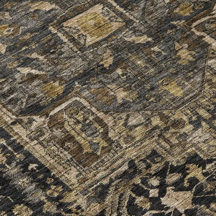 8' X 10' Brown Medallion Washable Indoor Outdoor Area Rug