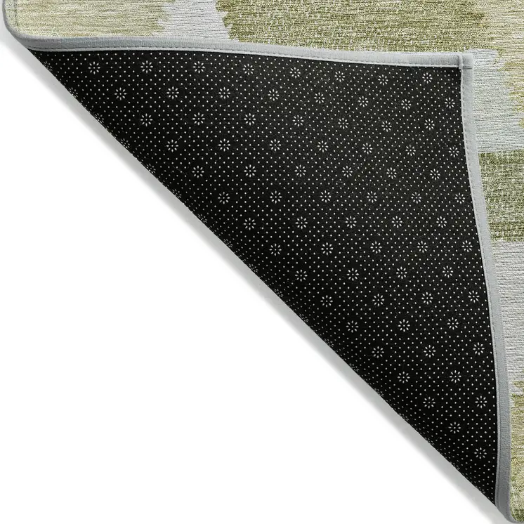 8' X 10' Artichoke Green Geometric Washable Indoor Outdoor Area Rug