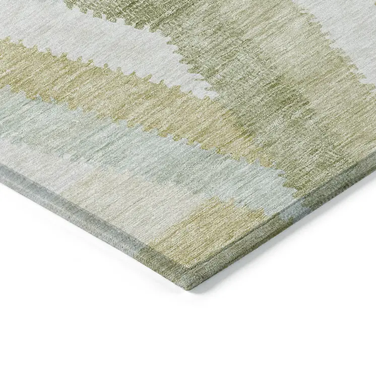 8' X 10' Artichoke Green Geometric Washable Indoor Outdoor Area Rug