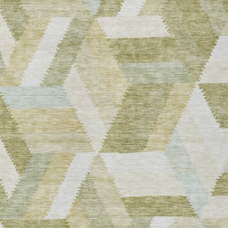 8' X 10' Artichoke Green Geometric Washable Indoor Outdoor Area Rug