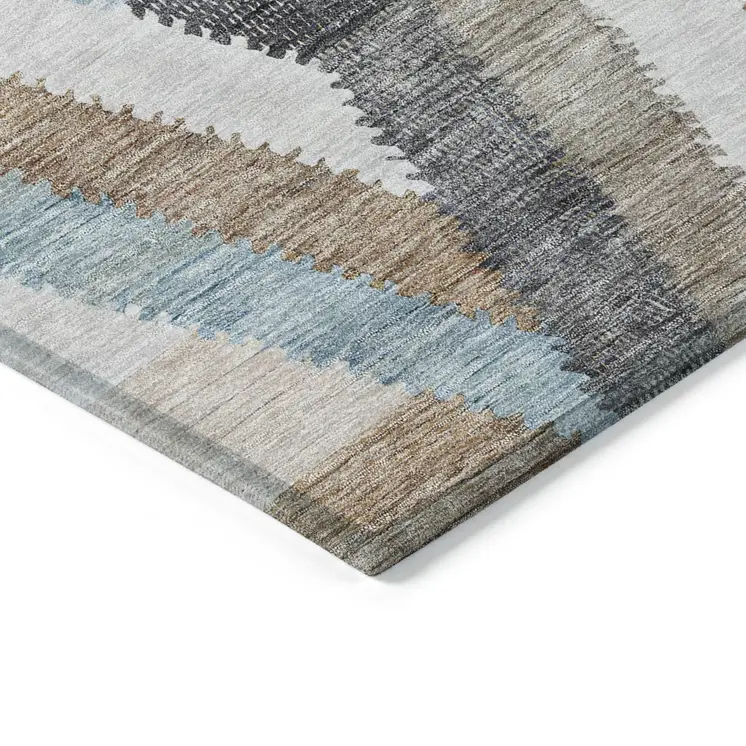 3' X 5' Brown Geometric Washable Indoor Outdoor Area Rug