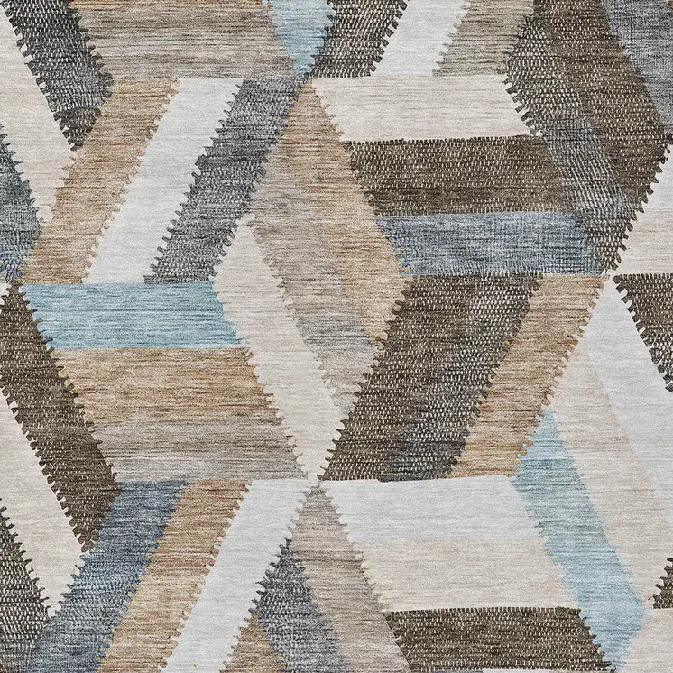 3' X 5' Brown Geometric Washable Indoor Outdoor Area Rug