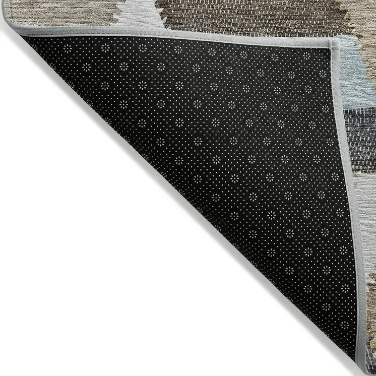 8' X 10' Brown Geometric Washable Indoor Outdoor Area Rug