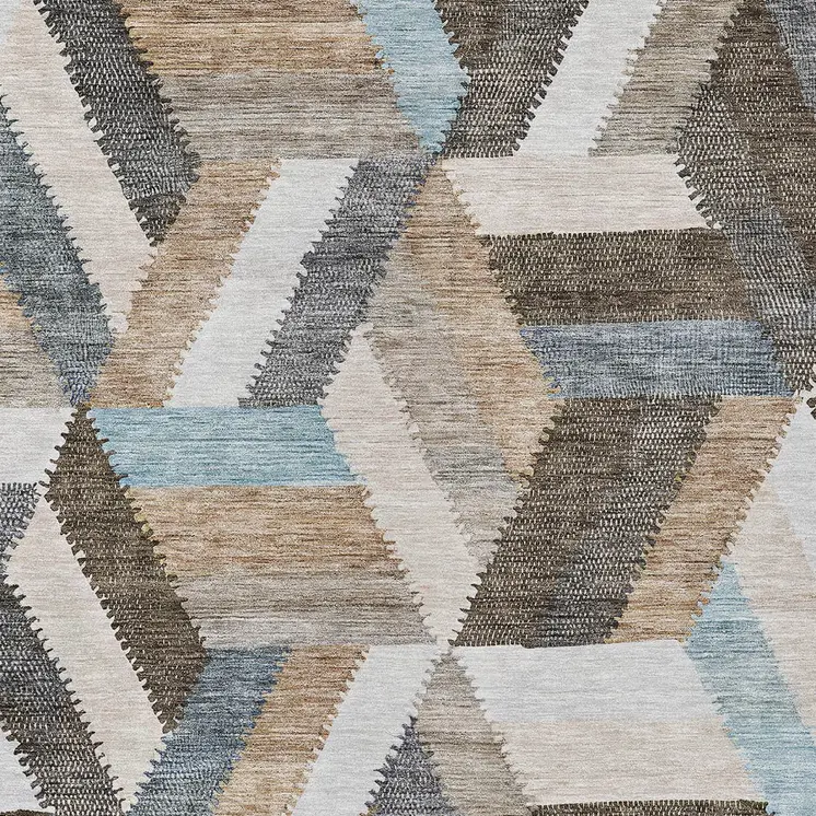 8' X 10' Brown Geometric Washable Indoor Outdoor Area Rug