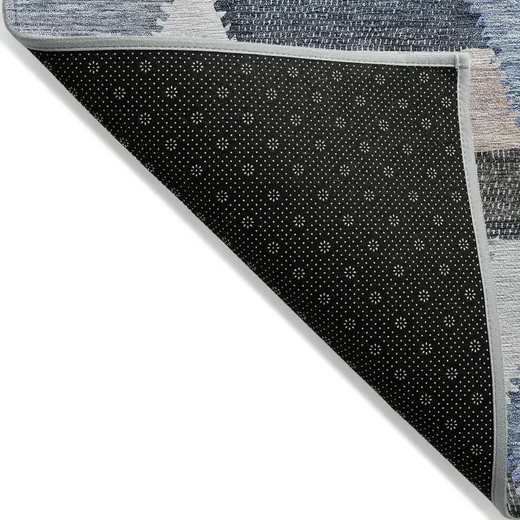 10' X 14' Blue Geometric Washable Indoor Outdoor Area Rug