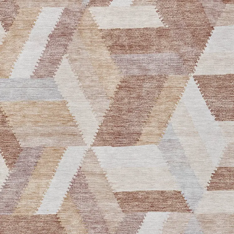 3' X 5' Copper Geometric Washable Indoor Outdoor Area Rug