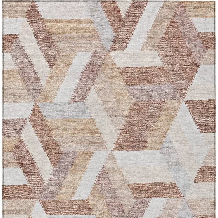 8' X 10' Copper Geometric Washable Indoor Outdoor Area Rug