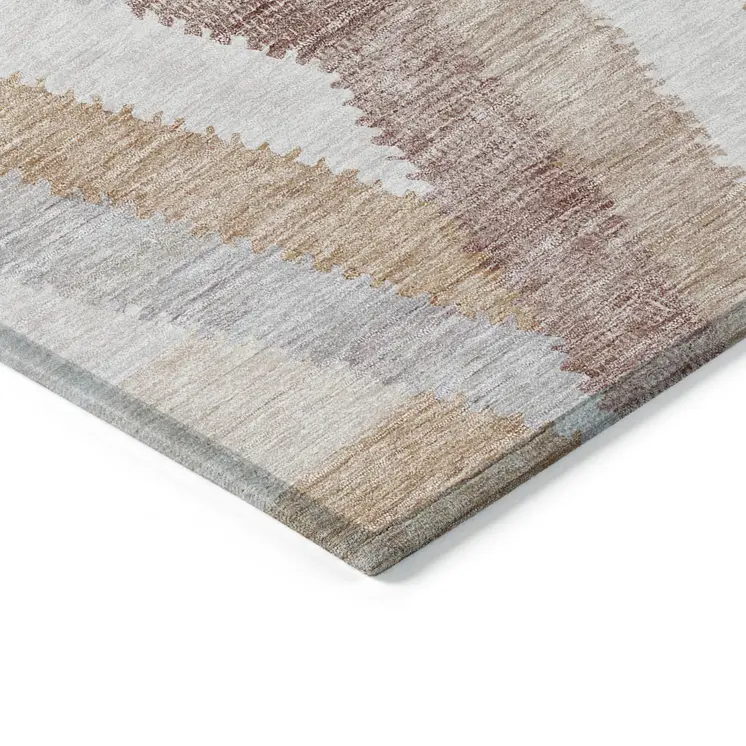 8' X 10' Copper Geometric Washable Indoor Outdoor Area Rug