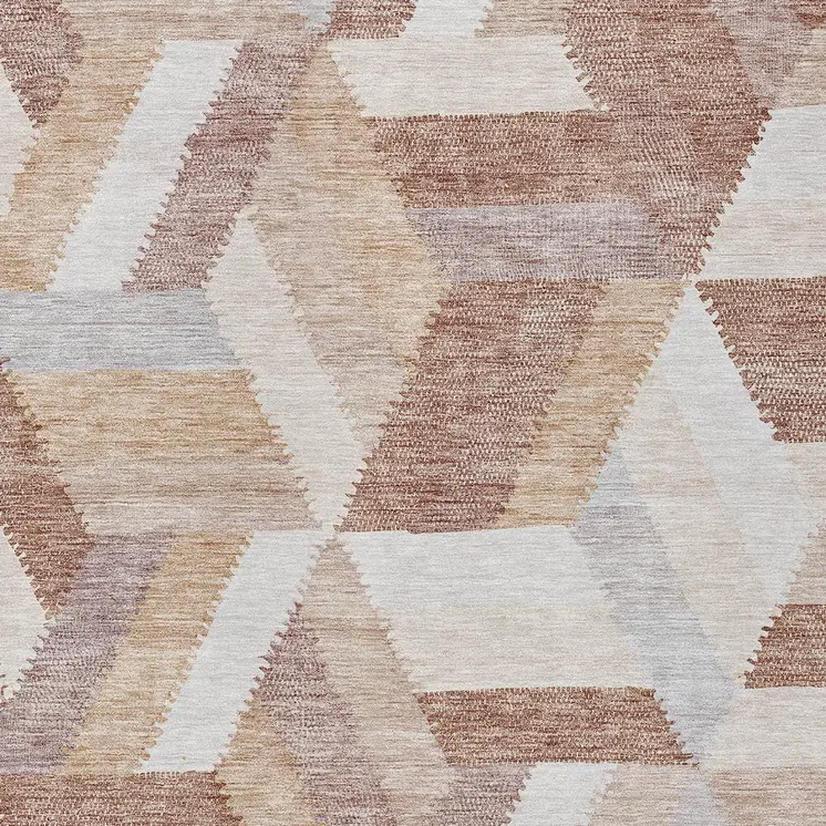 8' X 10' Copper Geometric Washable Indoor Outdoor Area Rug