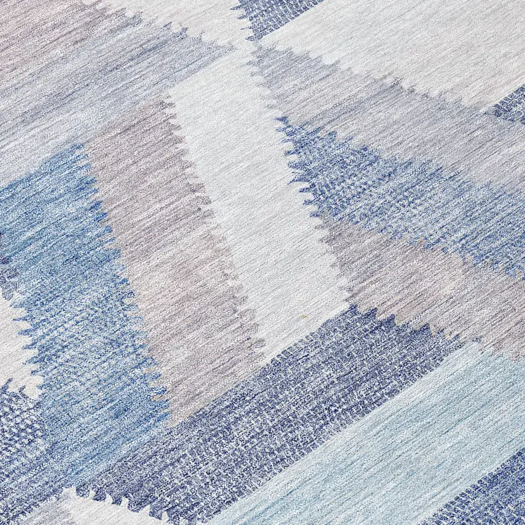 9' X 12' Denim Blue Geometric Washable Indoor Outdoor Area Rug