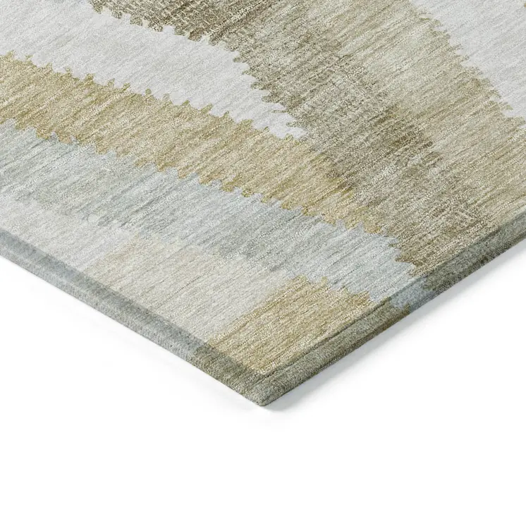 10' X 14' Tan Geometric Washable Indoor Outdoor Area Rug