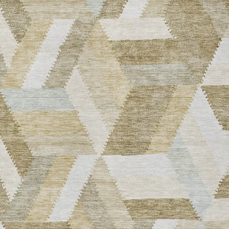 10' X 14' Tan Geometric Washable Indoor Outdoor Area Rug