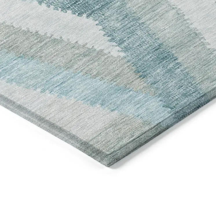 9' X 12' Teal Blue Geometric Washable Indoor Outdoor Area Rug