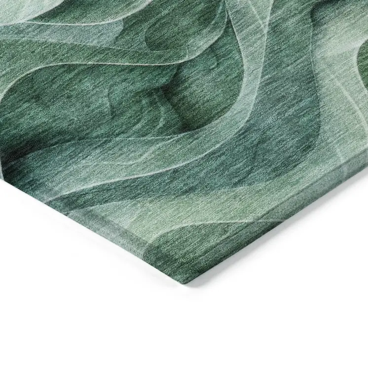 10' X 14' Teal Blue Abstract Washable Indoor Outdoor Area Rug