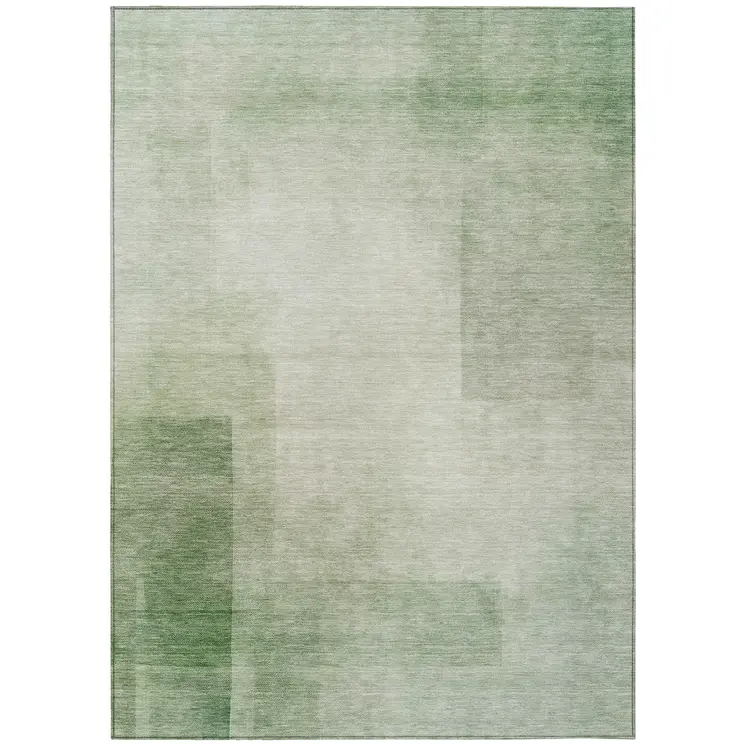 3' X 5' Artichoke Green Geometric Washable Indoor Outdoor Area Rug