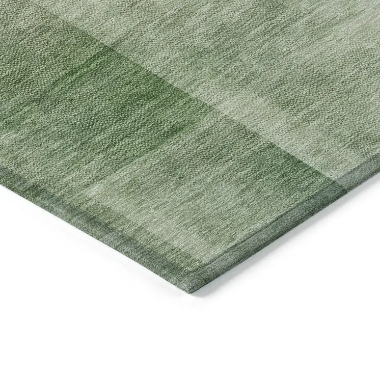 8' Artichoke Green Round Geometric Washable Indoor Outdoor Area Rug