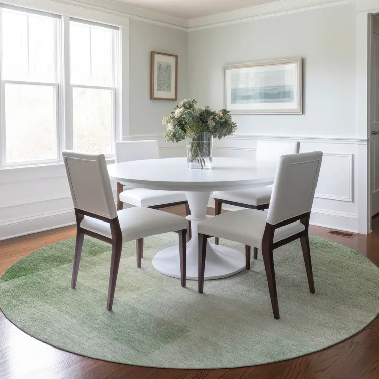 8' Artichoke Green Round Geometric Washable Indoor Outdoor Area Rug