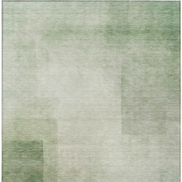 10' X 14' Artichoke Green Geometric Washable Indoor Outdoor Area Rug