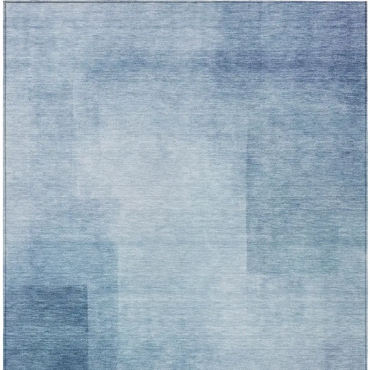 3' X 5' Blue Geometric Washable Indoor Outdoor Area Rug