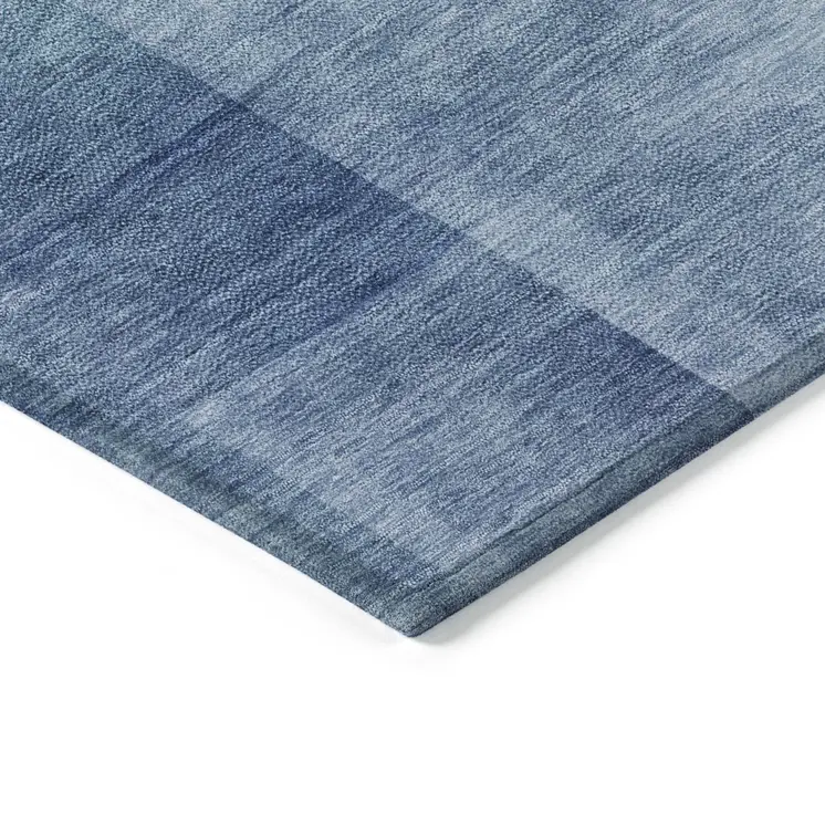 3' X 5' Blue Geometric Washable Indoor Outdoor Area Rug