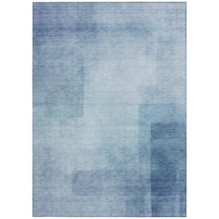 8' X 10' Blue Geometric Washable Indoor Outdoor Area Rug