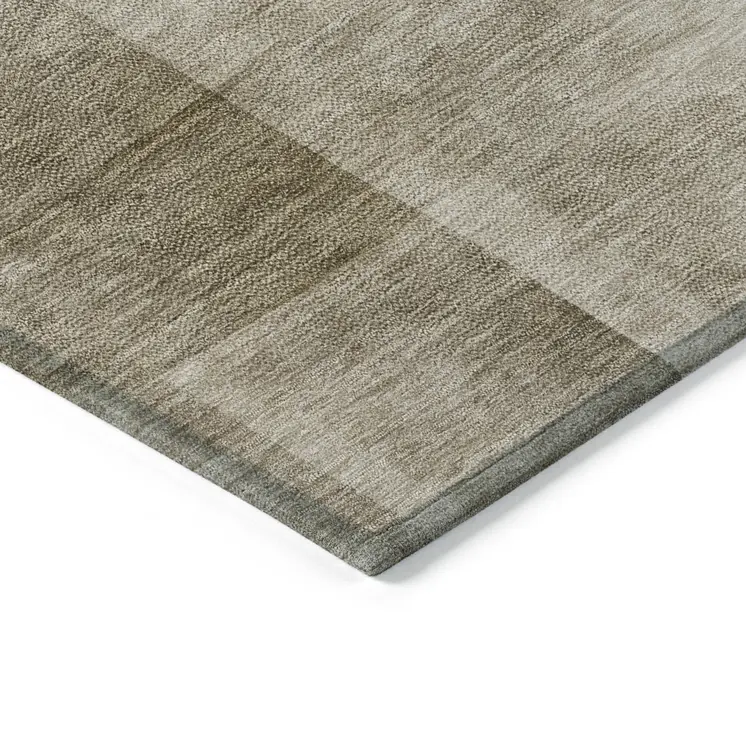 8' Khaki Round Geometric Washable Indoor Outdoor Area Rug