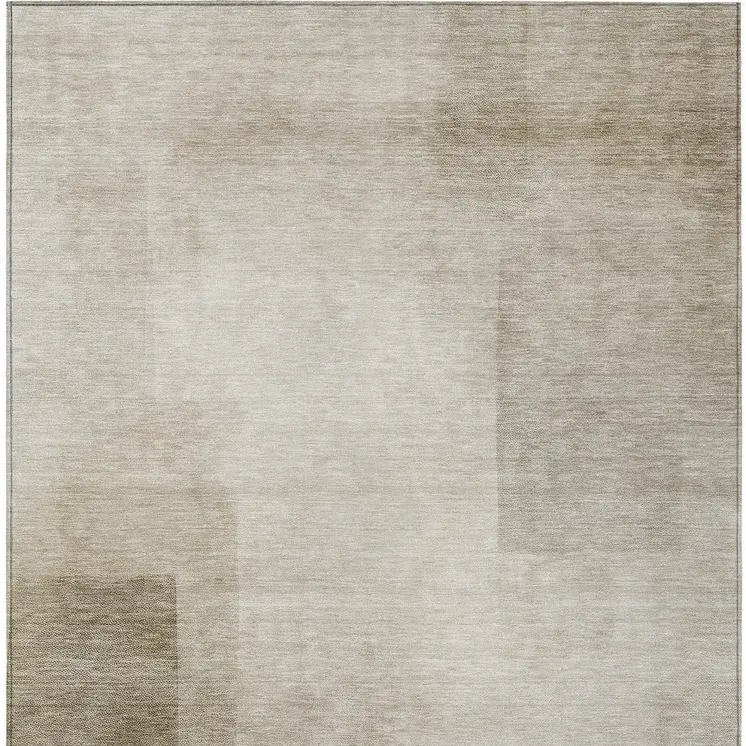 10' X 14' Khaki Geometric Washable Indoor Outdoor Area Rug