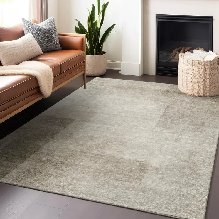 10' X 14' Khaki Geometric Washable Indoor Outdoor Area Rug