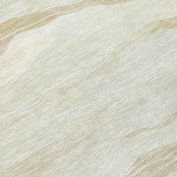 8' Beige Round Striped Washable Indoor Outdoor Area Rug